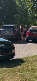 Girl slwc leaving hospital by car