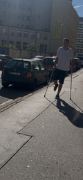 Guy brace crutches video